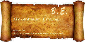 Birkenheuer Ervina névjegykártya
